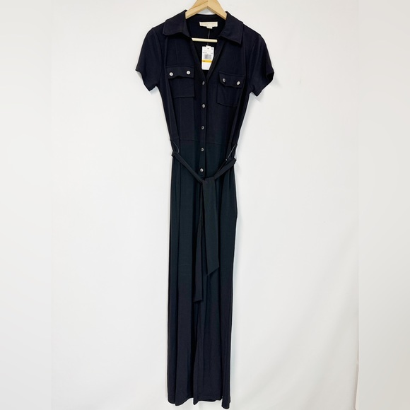MICHAEL MICHAEL KORS Women's Split-Neck Button Jumpsuit black S - Picture 2 of 6